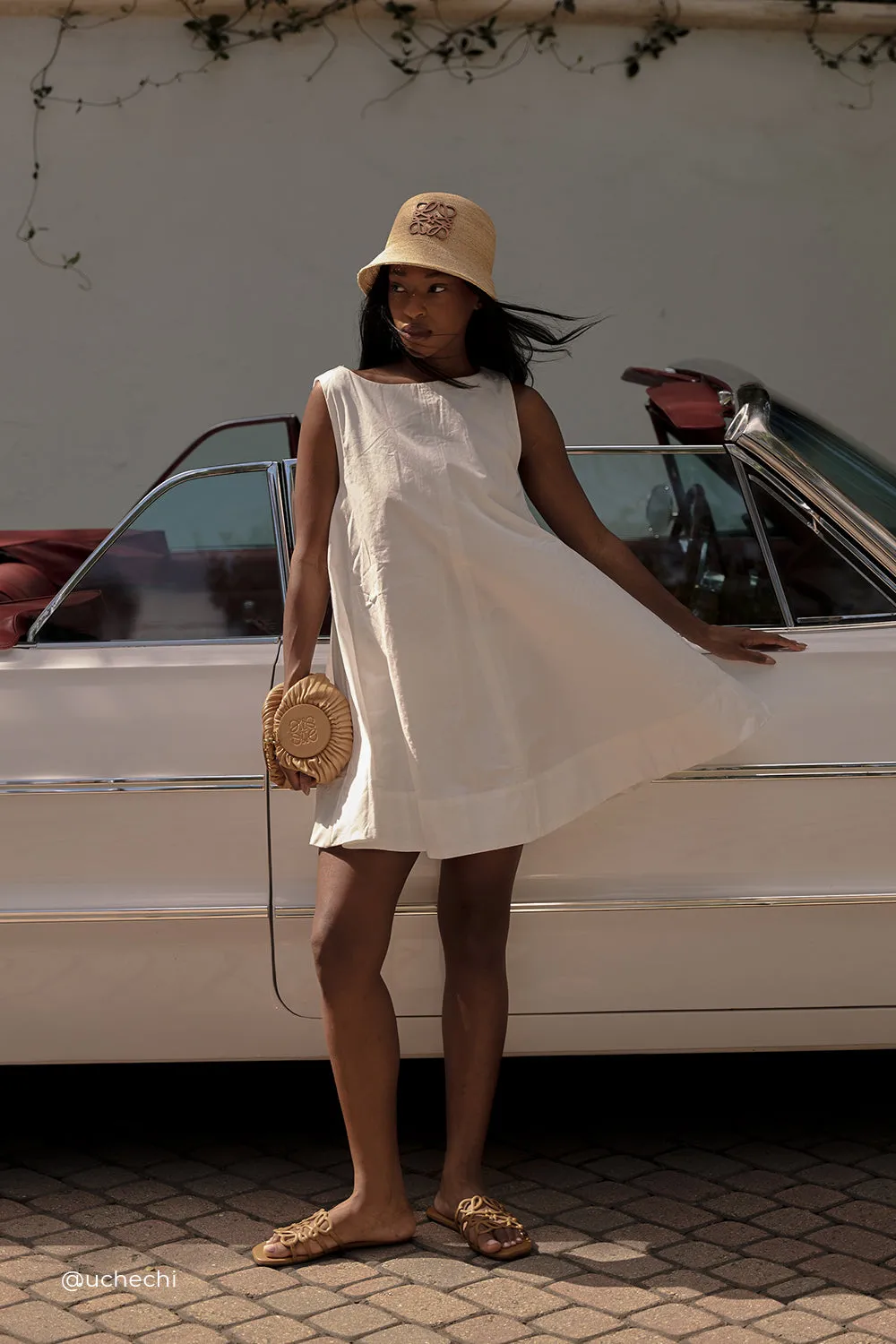 Cool Season Polite Color MAISIE WHITE POPLIN MINI DRESS