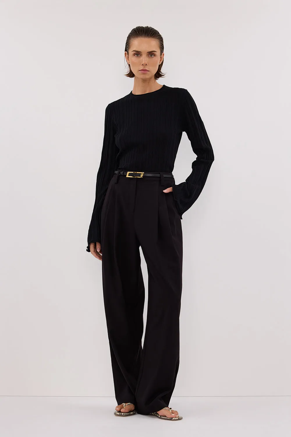 SYLVIA BLACK CREW KNIT TOP Walk In Park