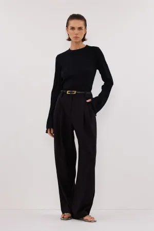 SYLVIA BLACK CREW KNIT TOP Low Impact Manufacturing