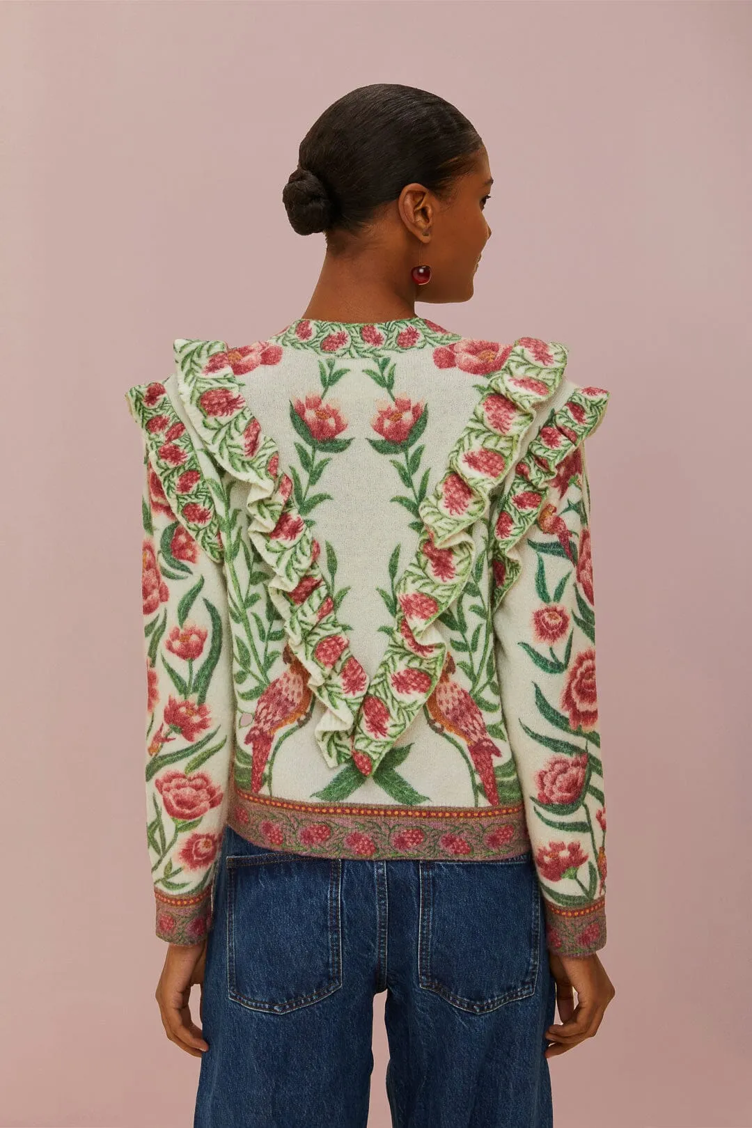 Cream Ainika Delicate Knit Cardigan Winter Travel Layered Ventilation Design