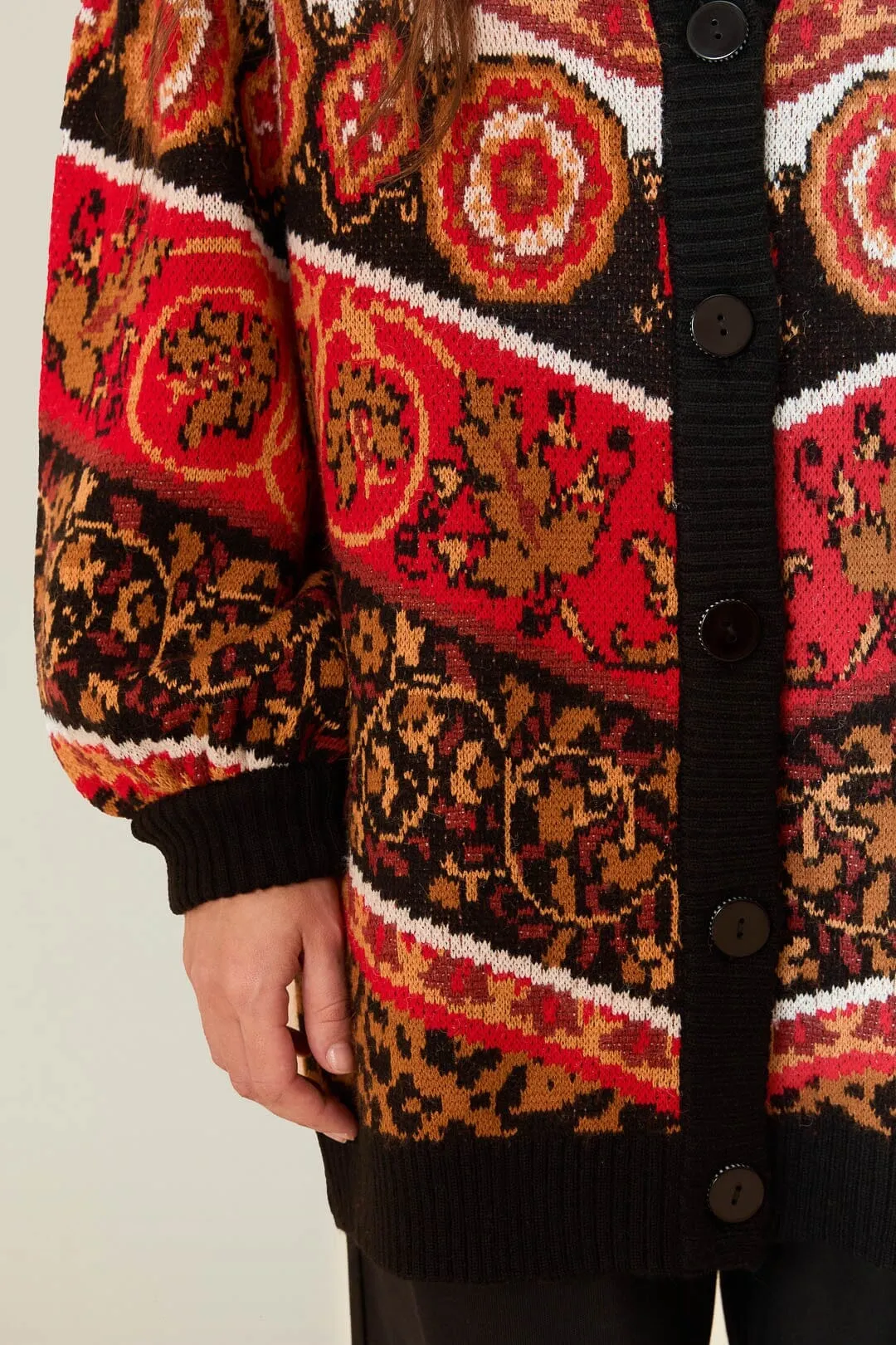 Cool Layering Cream Ainika Tiles Knit Cardigan