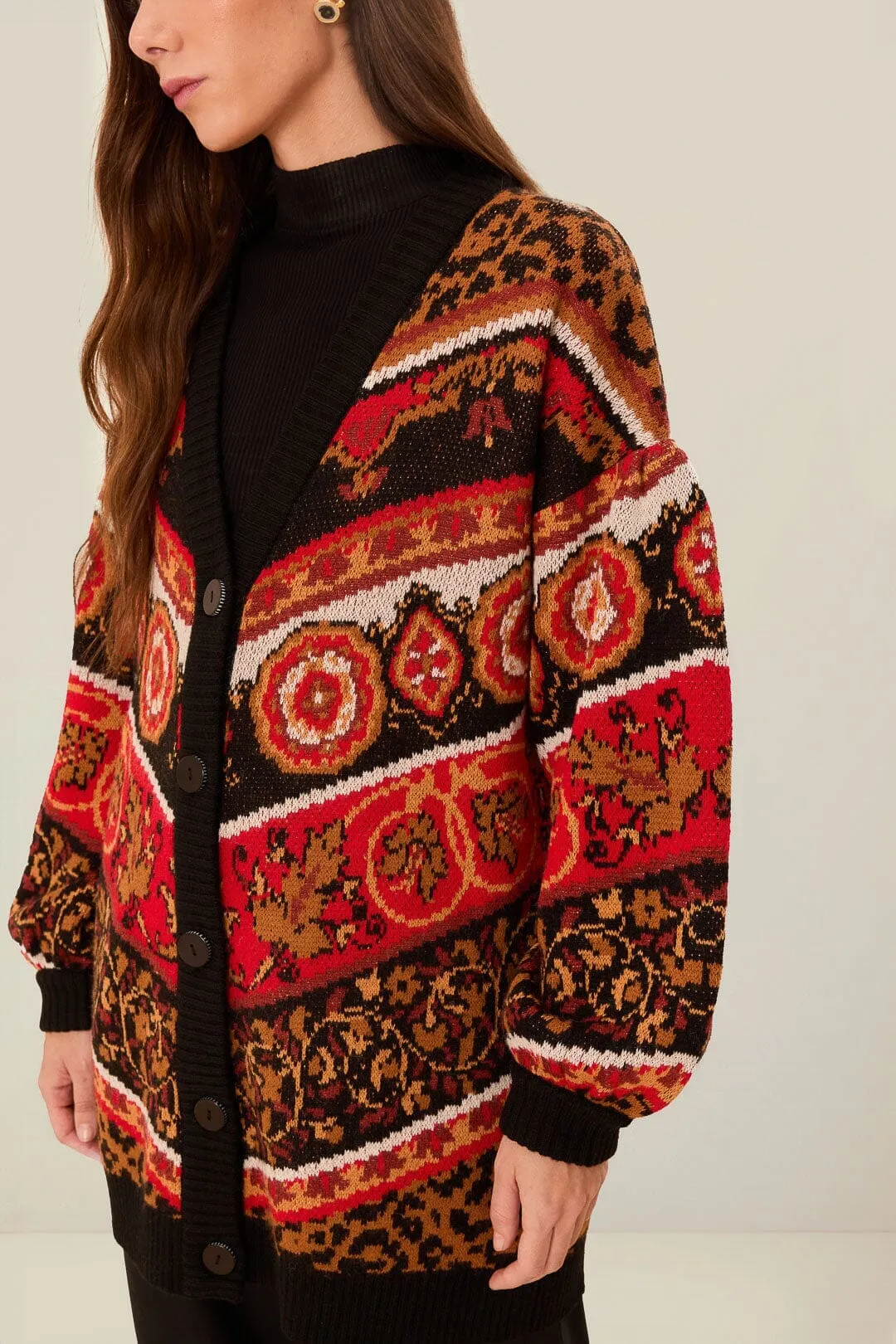 Cream Ainika Tiles Knit Cardigan Urban Fashion Thermal Insulation Layer