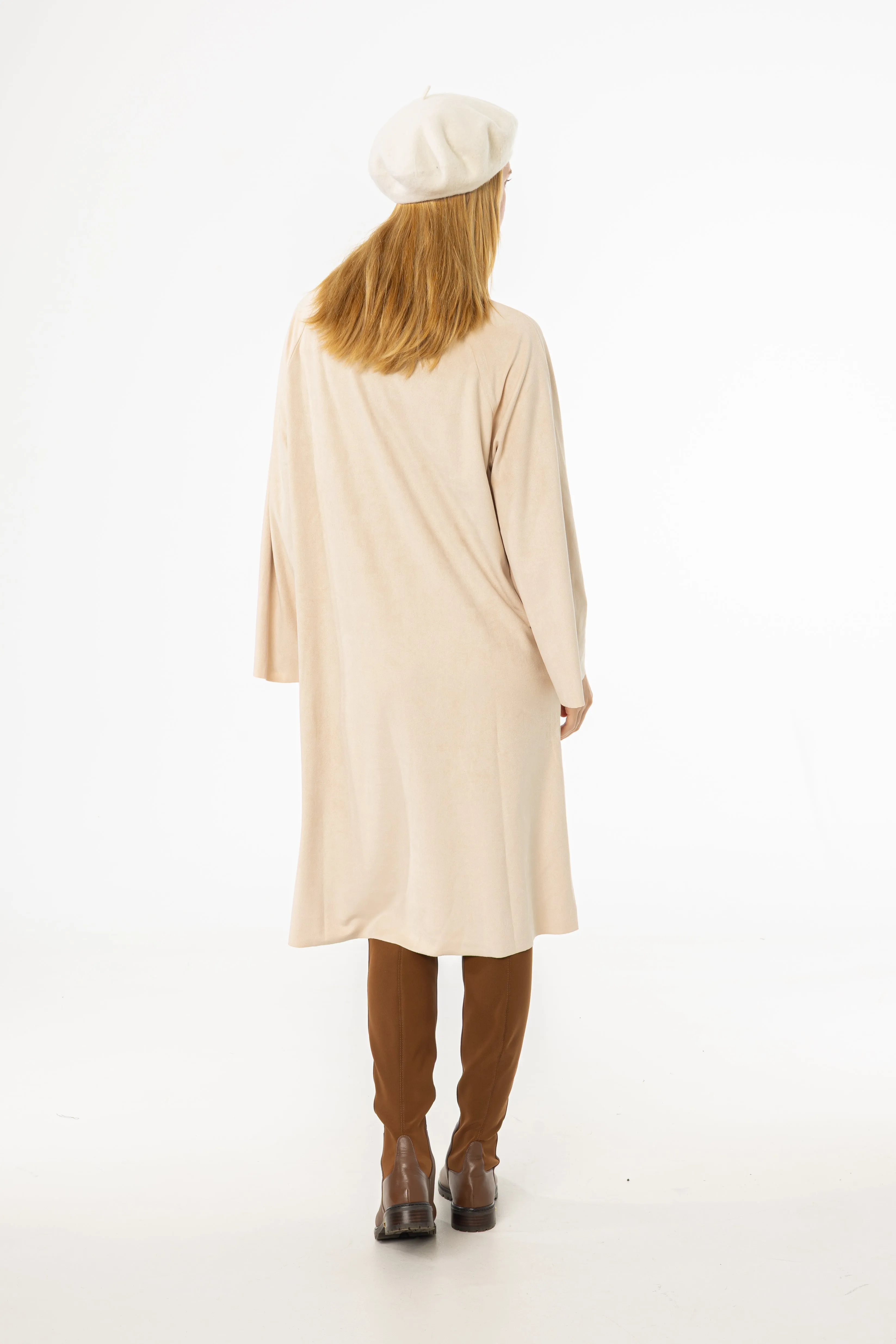 Active Moments Cream Ribbed Turtleneck Microsuede Dress