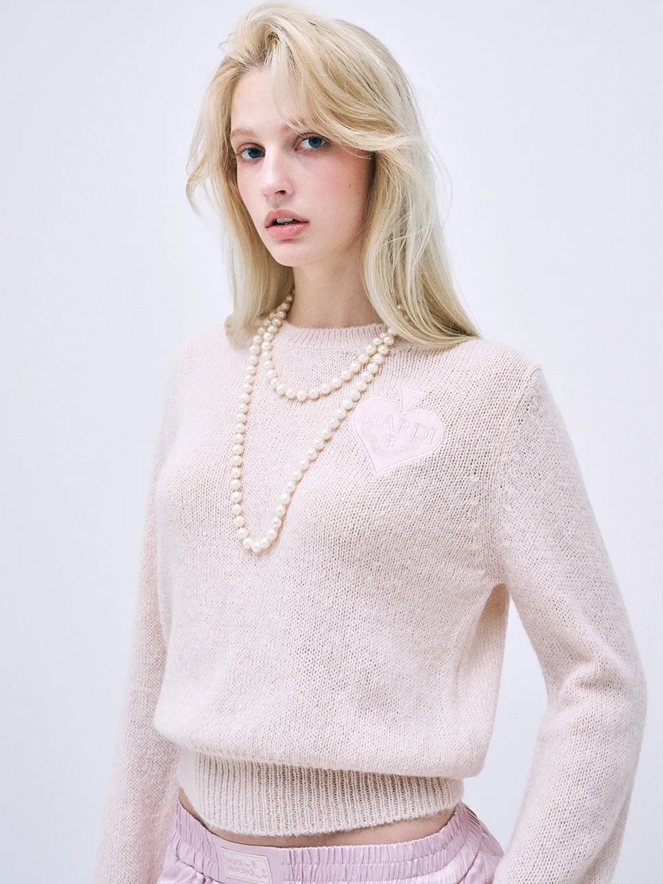 MOHAIR ROUND NECK SATIN SPADE_PINK Lightweight Layer Subtle Detail
