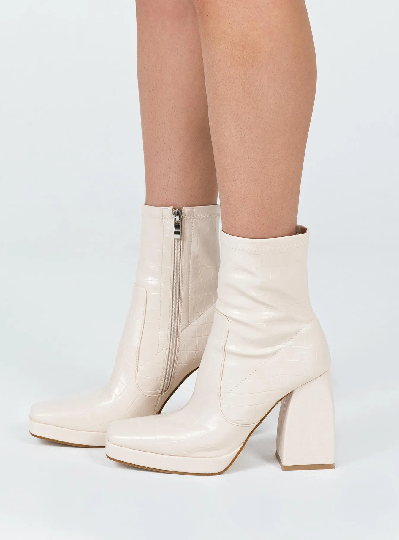 Eastern Boots Beige Croc Street Movement Long Ride