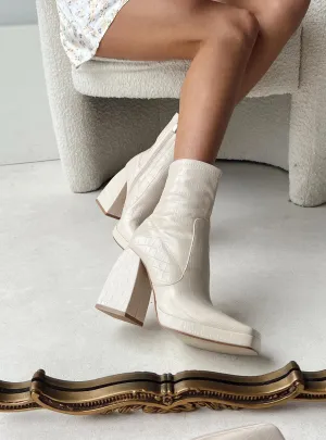 Luxury Step Stable Cushion Eastern Boots Beige Croc