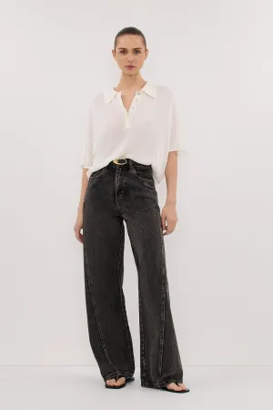 Antibacterial Treatment Compression Knit Support ELI CREAM POLO KNIT TOP