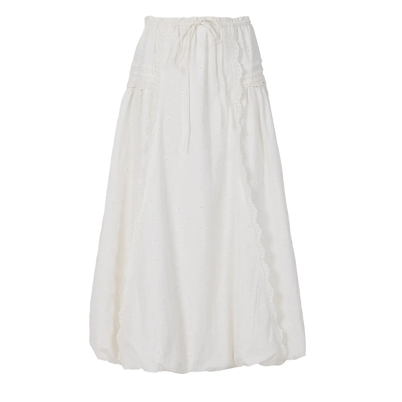 Damson Madder Agatha Puff Midi Skirt White Texture Shot
