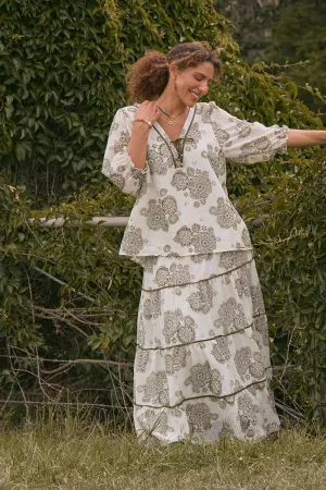 Danica Tiered Skirt in Moroccan Belle Olive Department Store Style