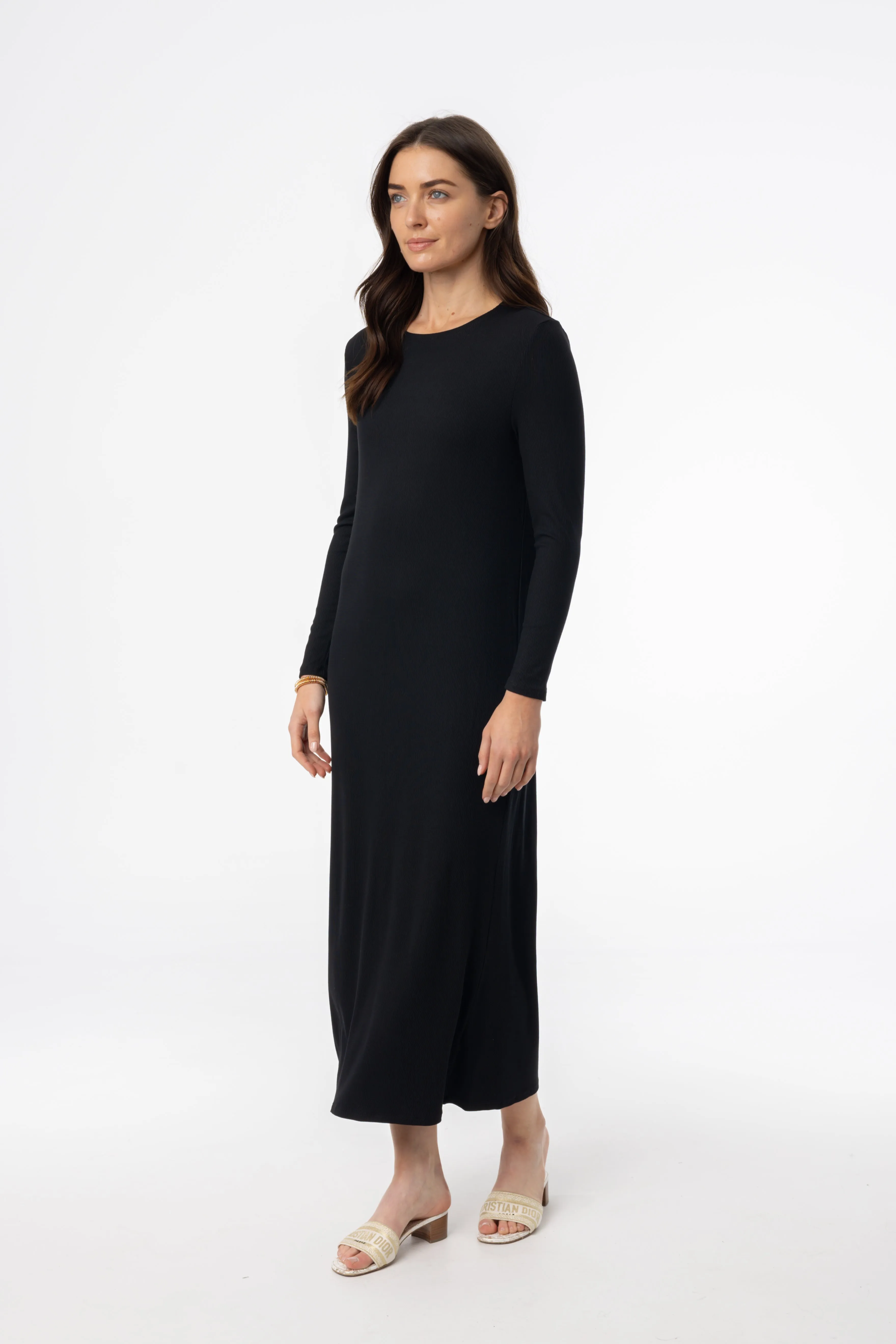 Refined Mood Chic Layered Wear Black Basic Maxi