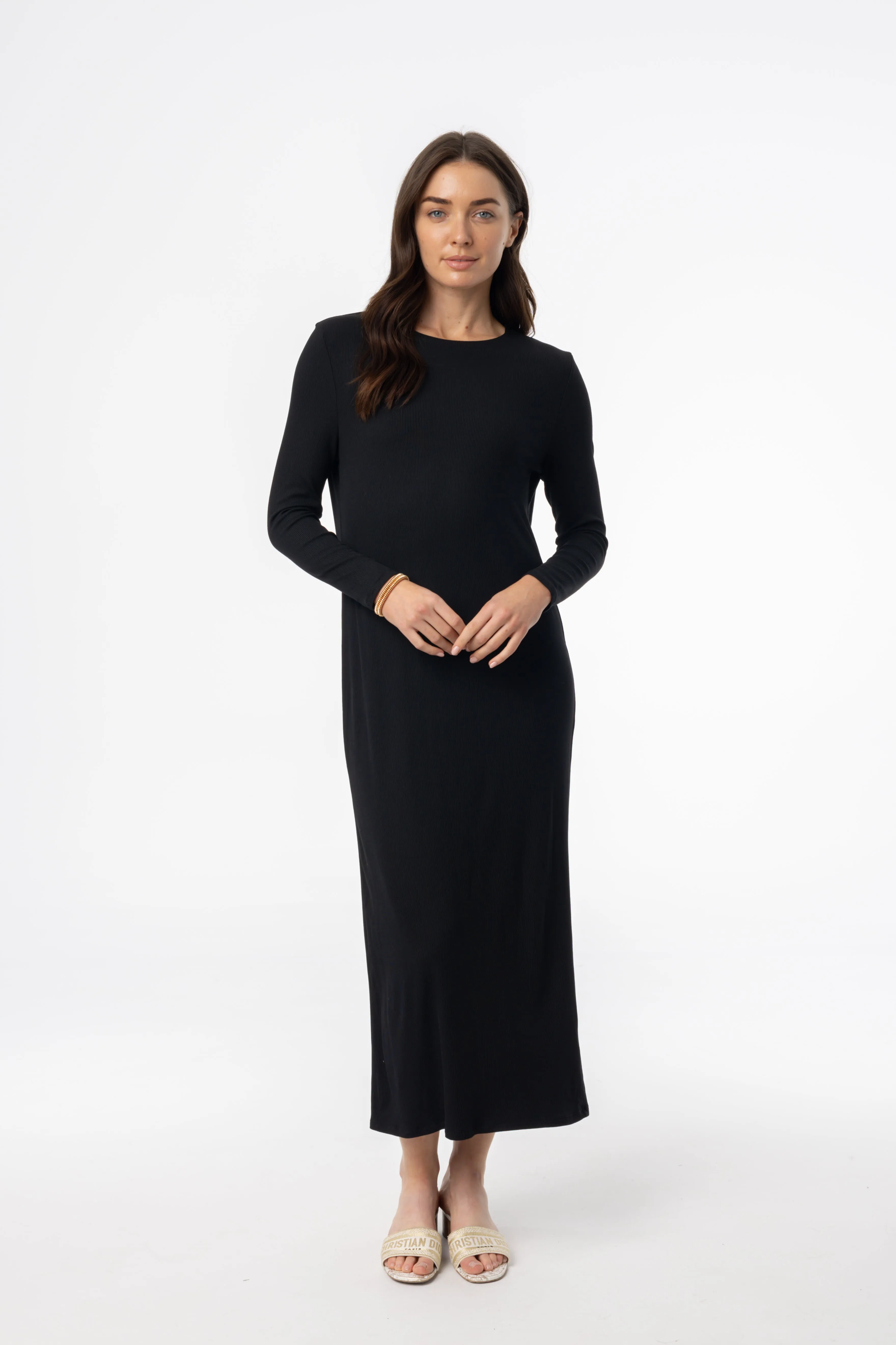 Black Basic Maxi Music-Concert Drawstring-Waist