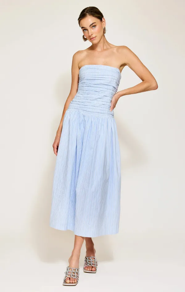 Neutral Base Flap-Detail Darra Midi Dress