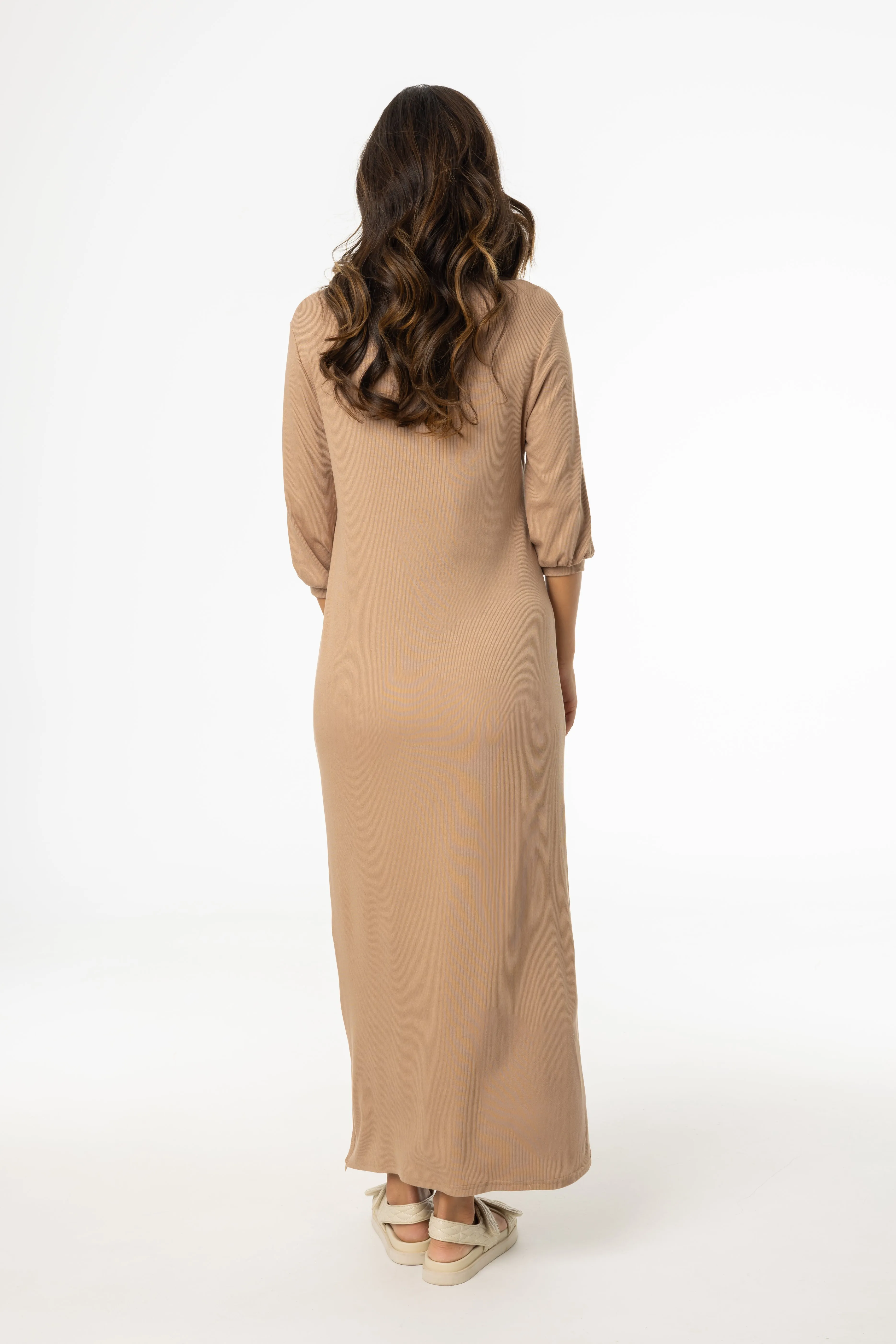 Mocha 3/4 Sleeve Maxi Dress Daily Chic