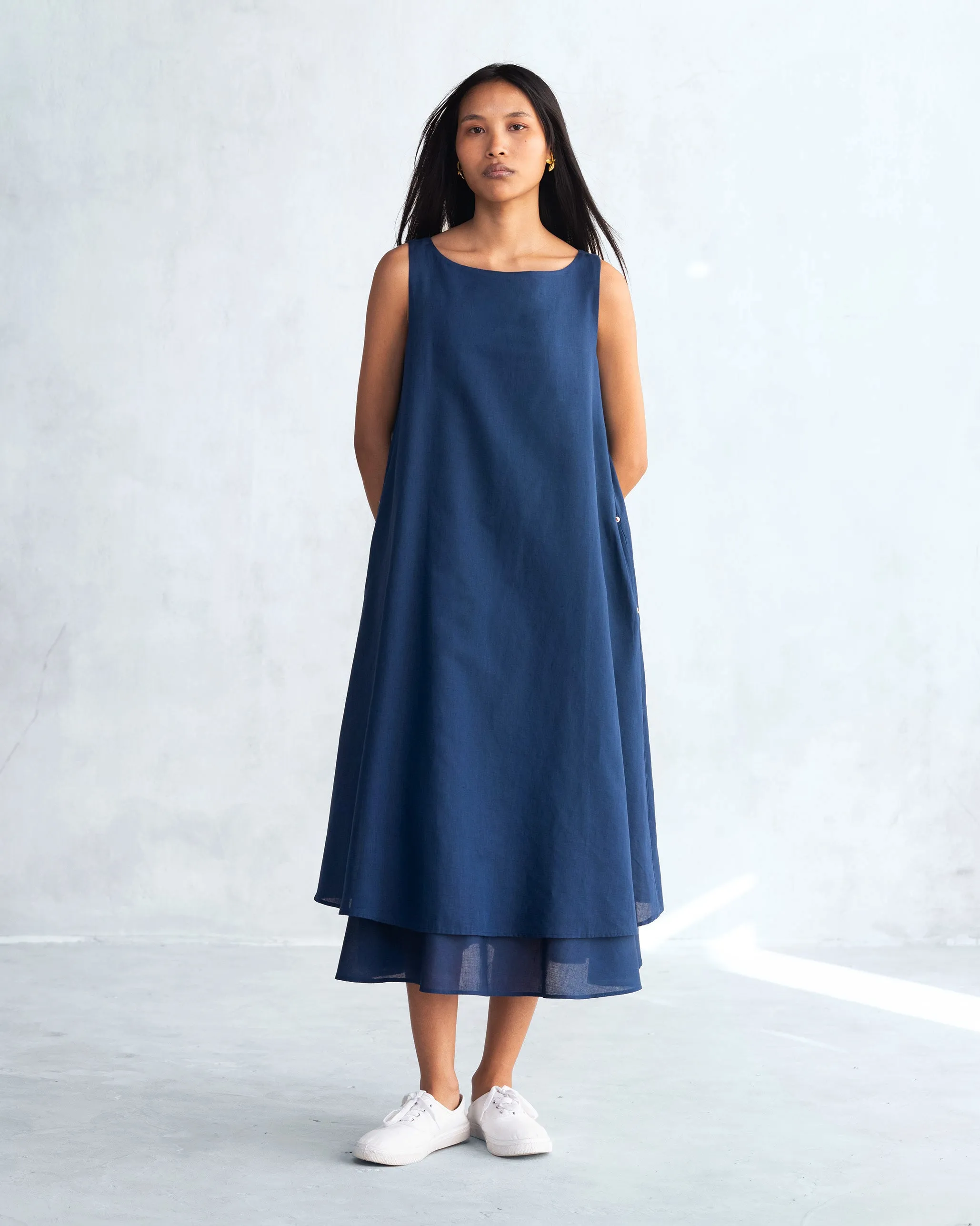 Double Layer Dress - Navy Seasonal Layering
