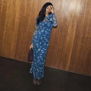 Denim Deloris Mesh Dress Softly Structured Bodycon Fit