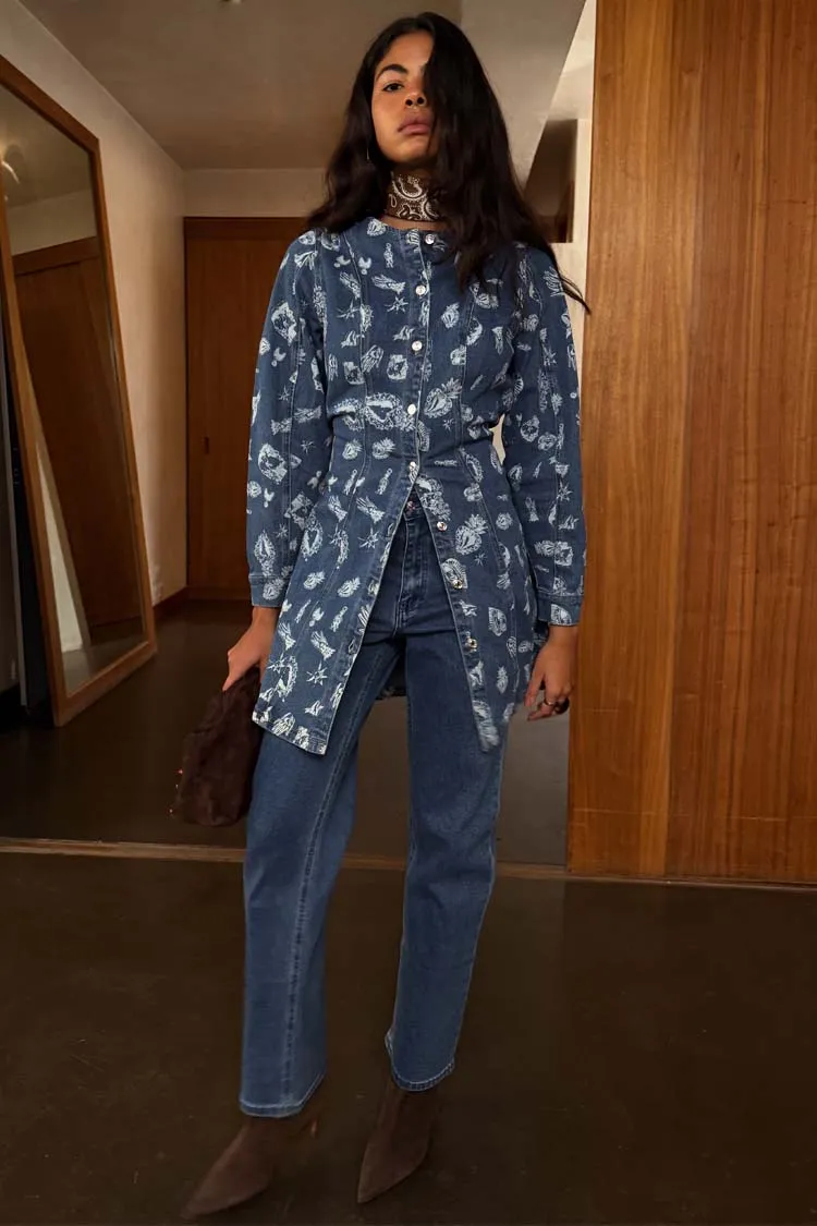 Soft Silhouette Comfortable fit Denim Deloris Mini Dress