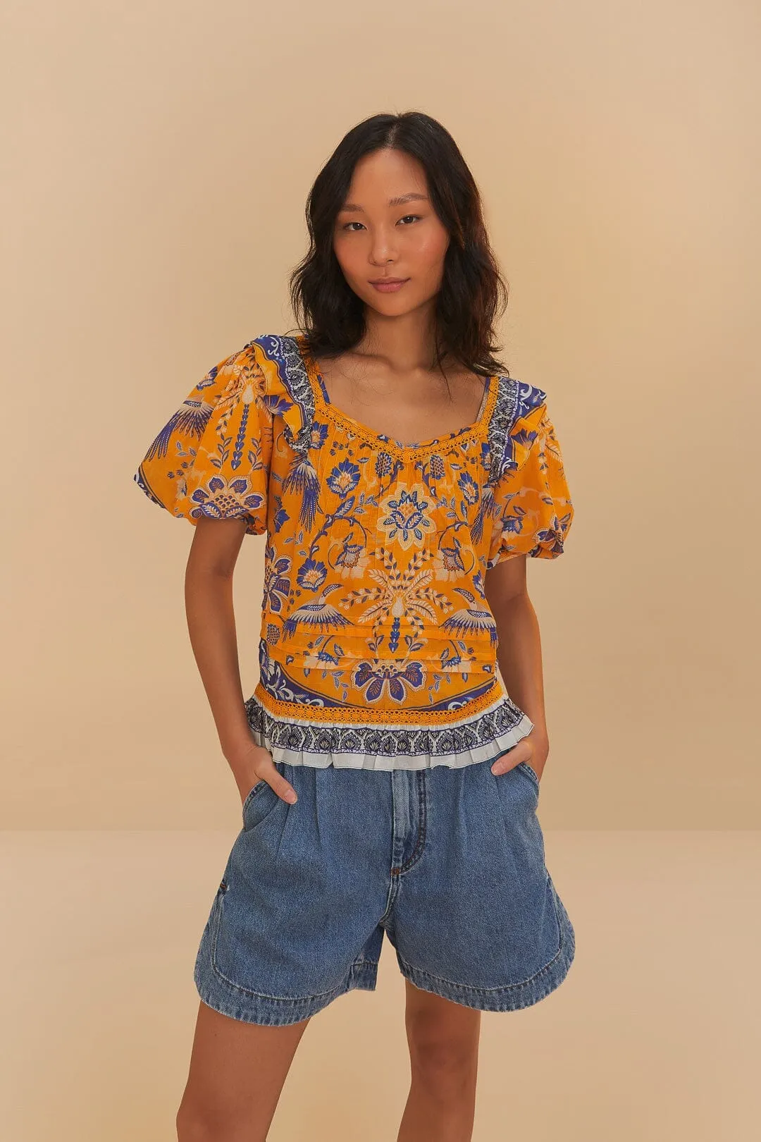 Denim Pleated Shorts City Mood