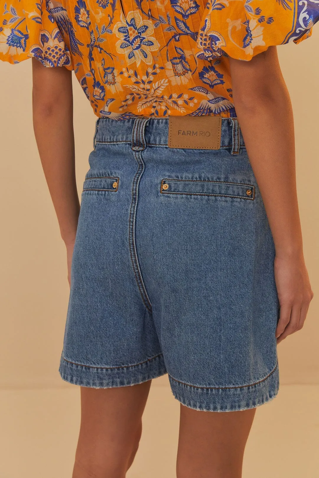 Denim Pleated Shorts Tear Resistant Weave beach shorts