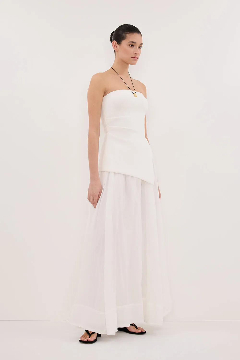 Matching Belt Day Wear LAYNE WHITE RAMIE MAXI SKIRT