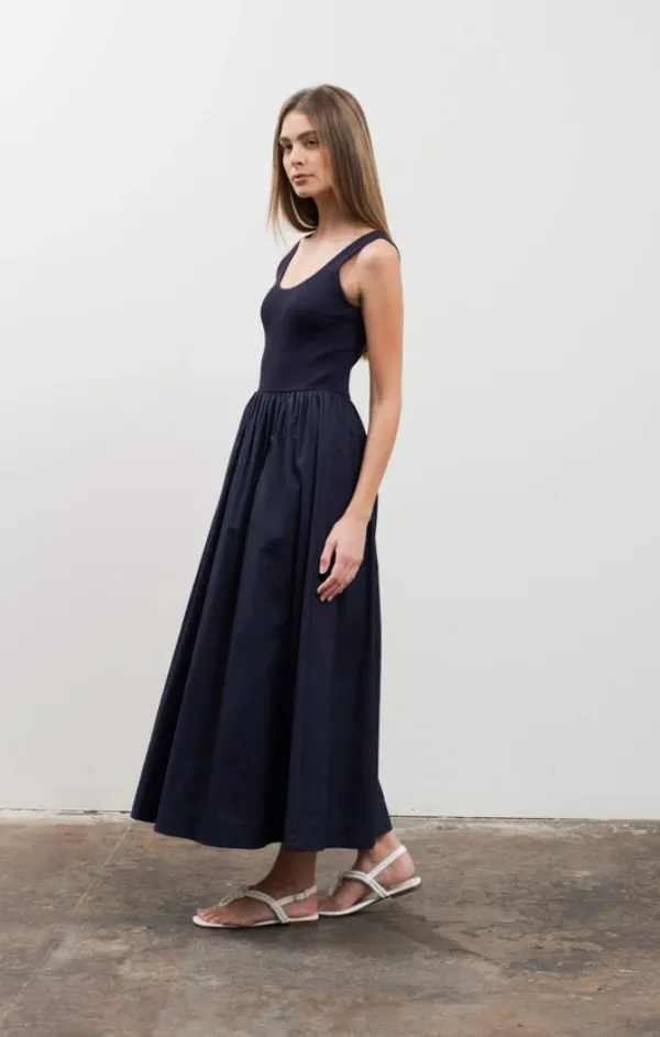 Voyager Mixed Media Midi Dress tailored look All Season Style