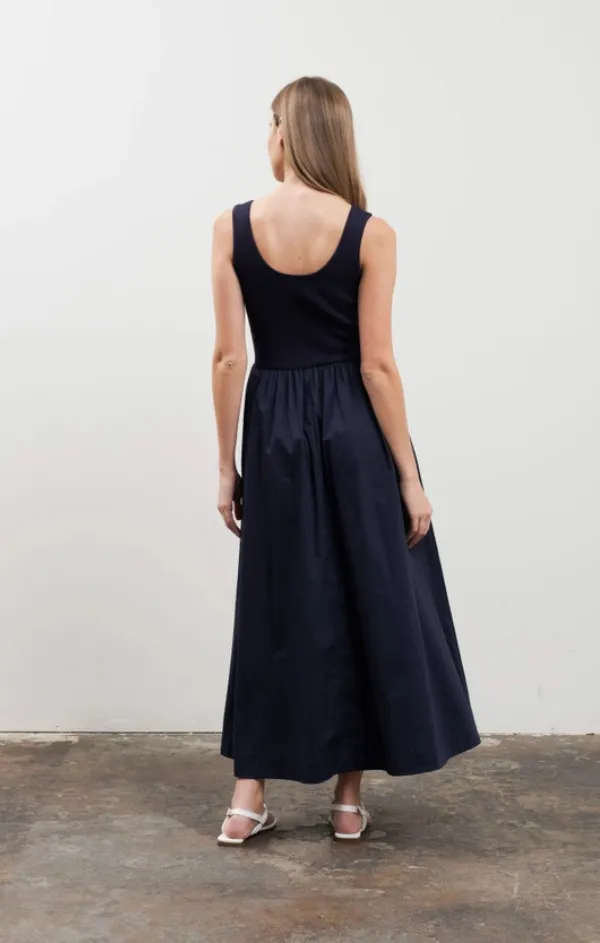 Voyager Mixed Media Midi Dress Soft Outfit