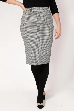 Quick Fit Hygienic Coating Dogtooth Stretch Pencil Skirt