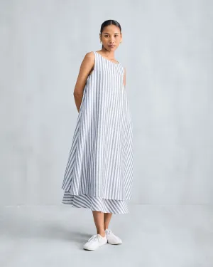 Double Layer Dress - Charcoal & White Stripes Fresh Aesthetic Fresh Flow