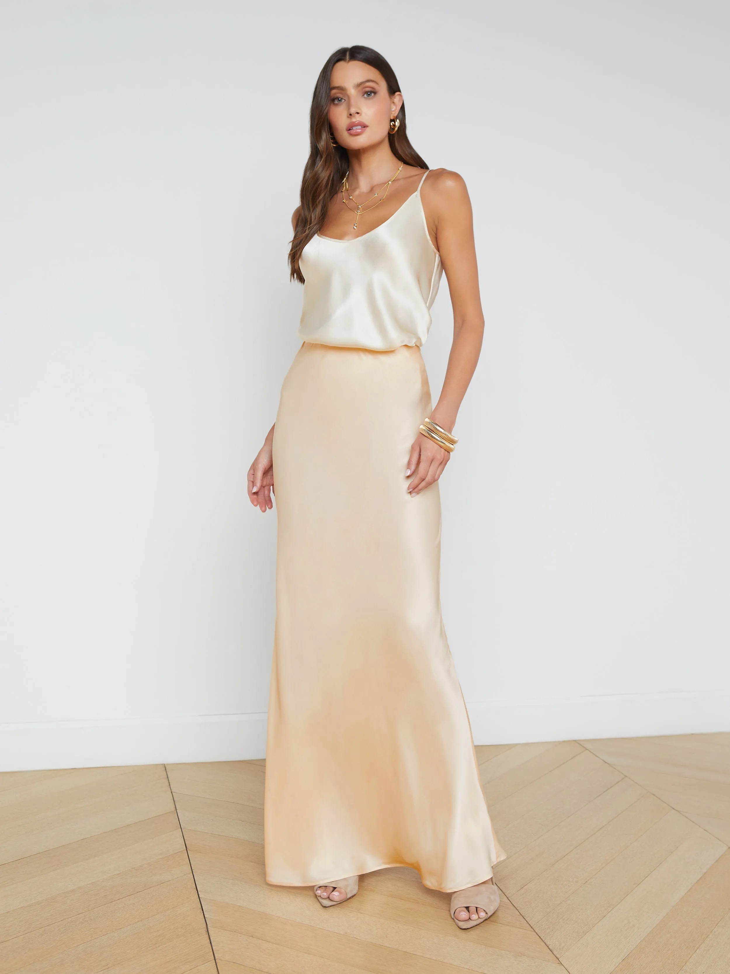 Functional Fashion Zeta Satin Maxi Skirt