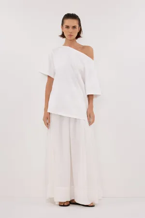 MultiDirectional Stretch ESME WHITE ASYM BOAT NECK TEE
