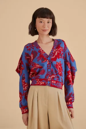 Autumn Ready Non Restrictive Cuff Blue Lace Garden Cardigan