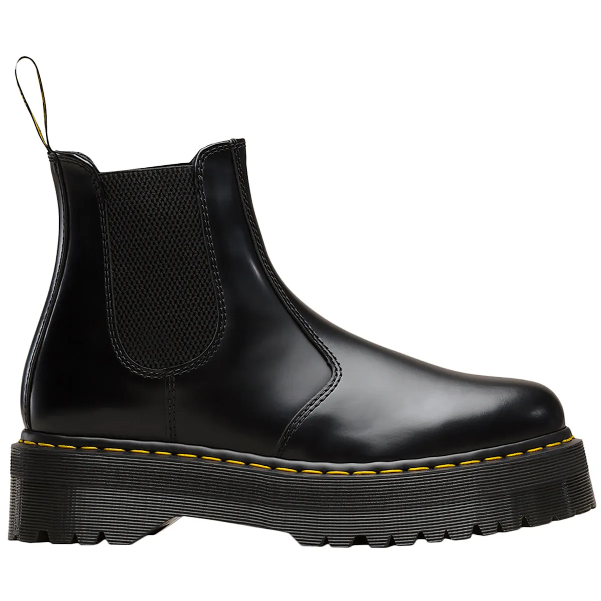 Dr. Martens 2976 Quad Polished Smooth Unisex Black Chelsea Boots Abrasion Resistant Material