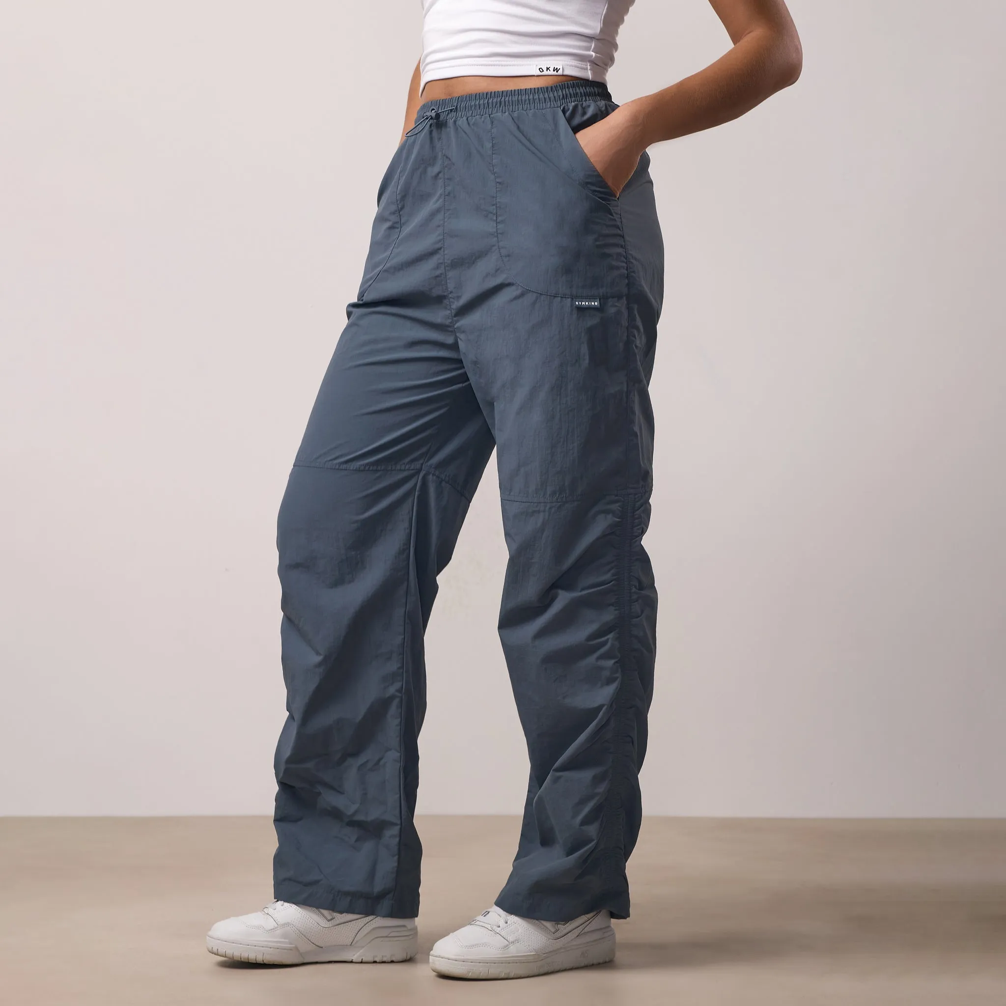 Gym King Ruched Woven Cargo Trouser - Storm Blue Boho chic Tagless Design