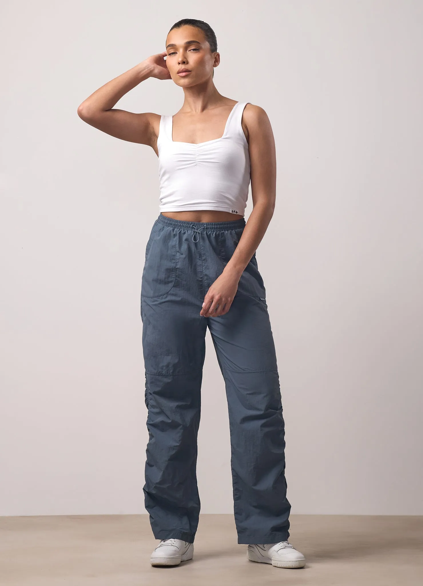 Adjustable Closure Gym King Ruched Woven Cargo Trouser - Storm Blue