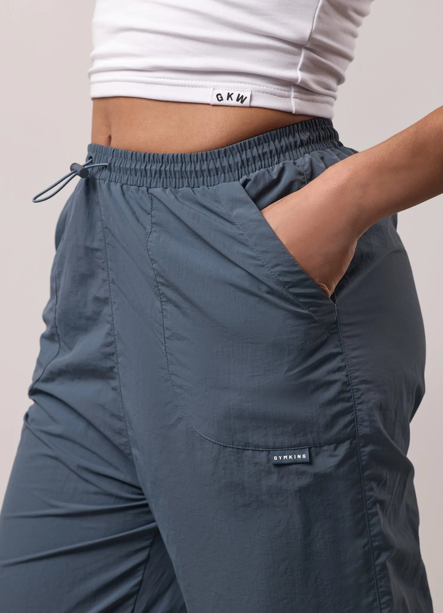 All Season Fit Minimal Bulk Gym King Ruched Woven Cargo Trouser - Storm Blue