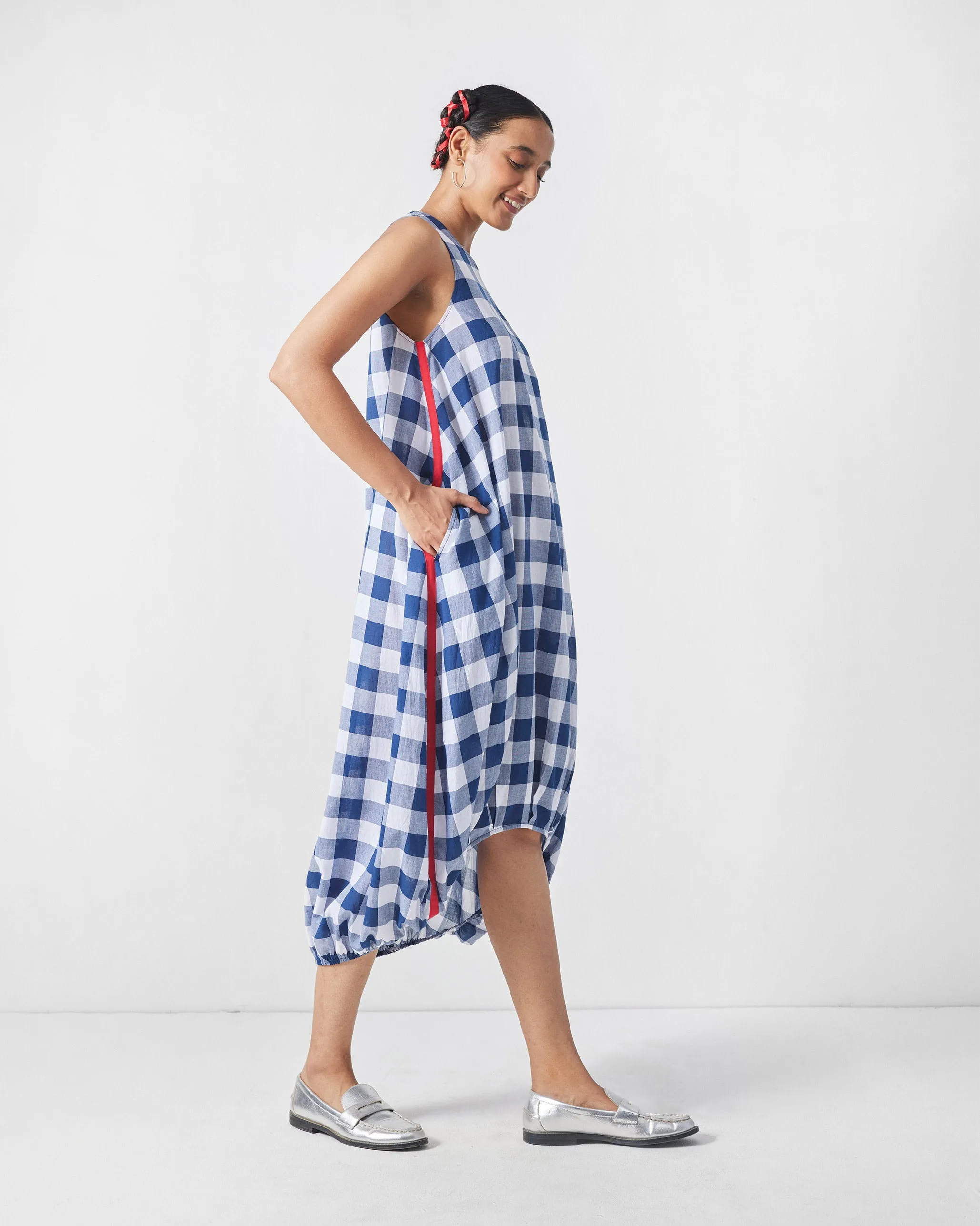 Fiji Dress - Blue & White Checks Vintage-Inspired