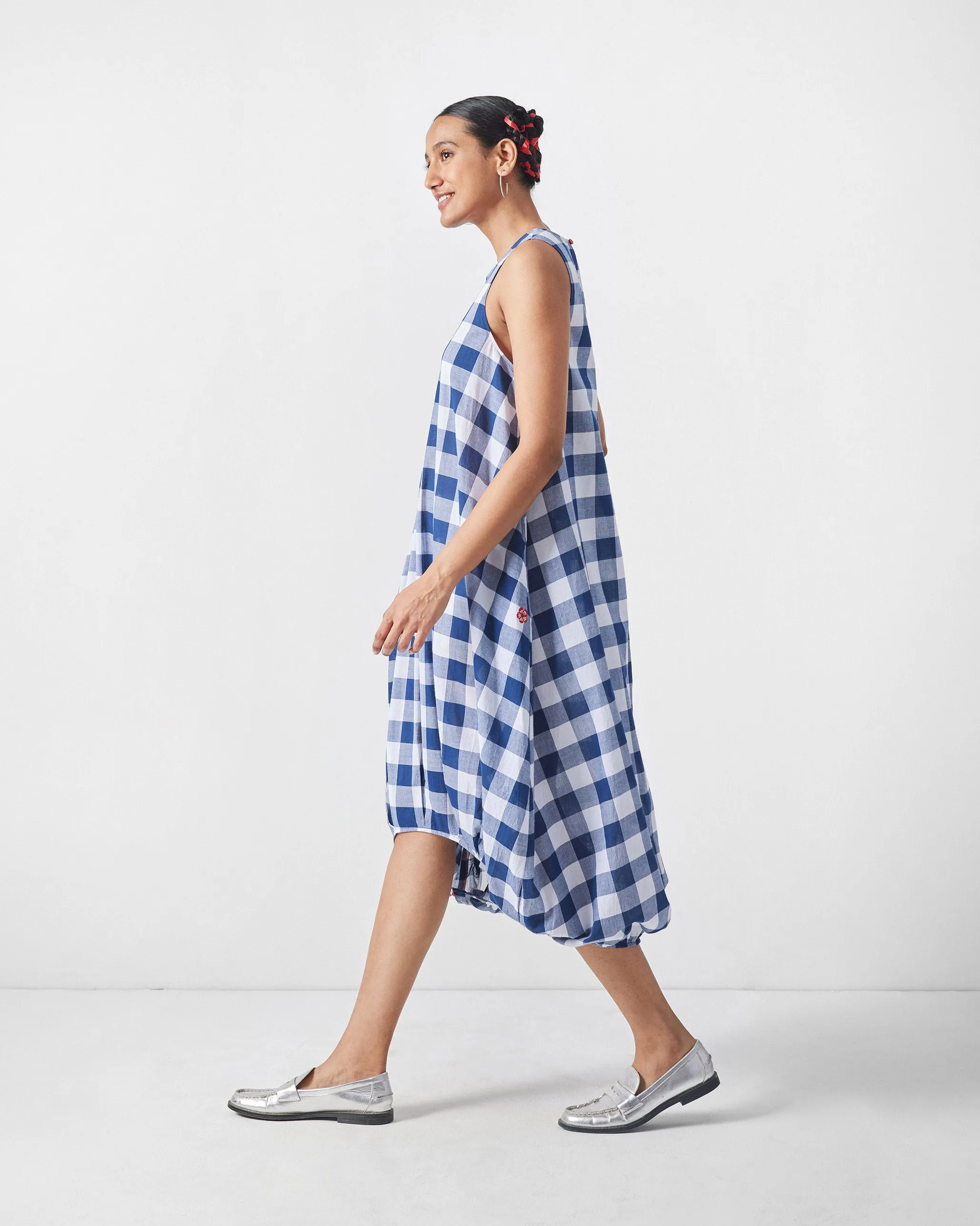Layering Comfort Fiji Dress - Blue & White Checks