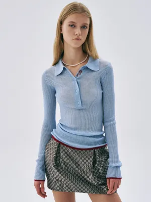 RIBBED KNIT SLIMFIT TOP_SKY Seasonless Style