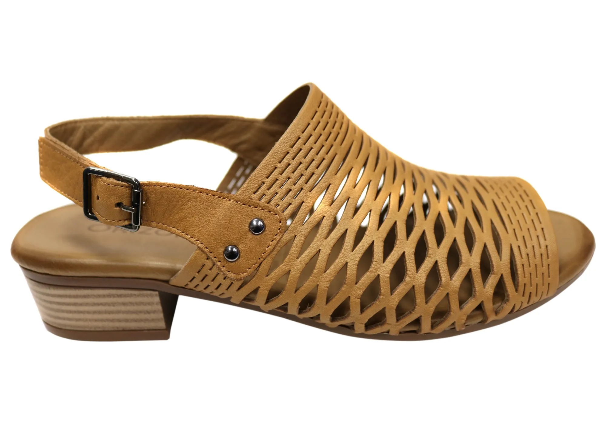 Orizonte Greta Womens European Leather Low Heel Comfortable Sandals Elegant Platform Sandals