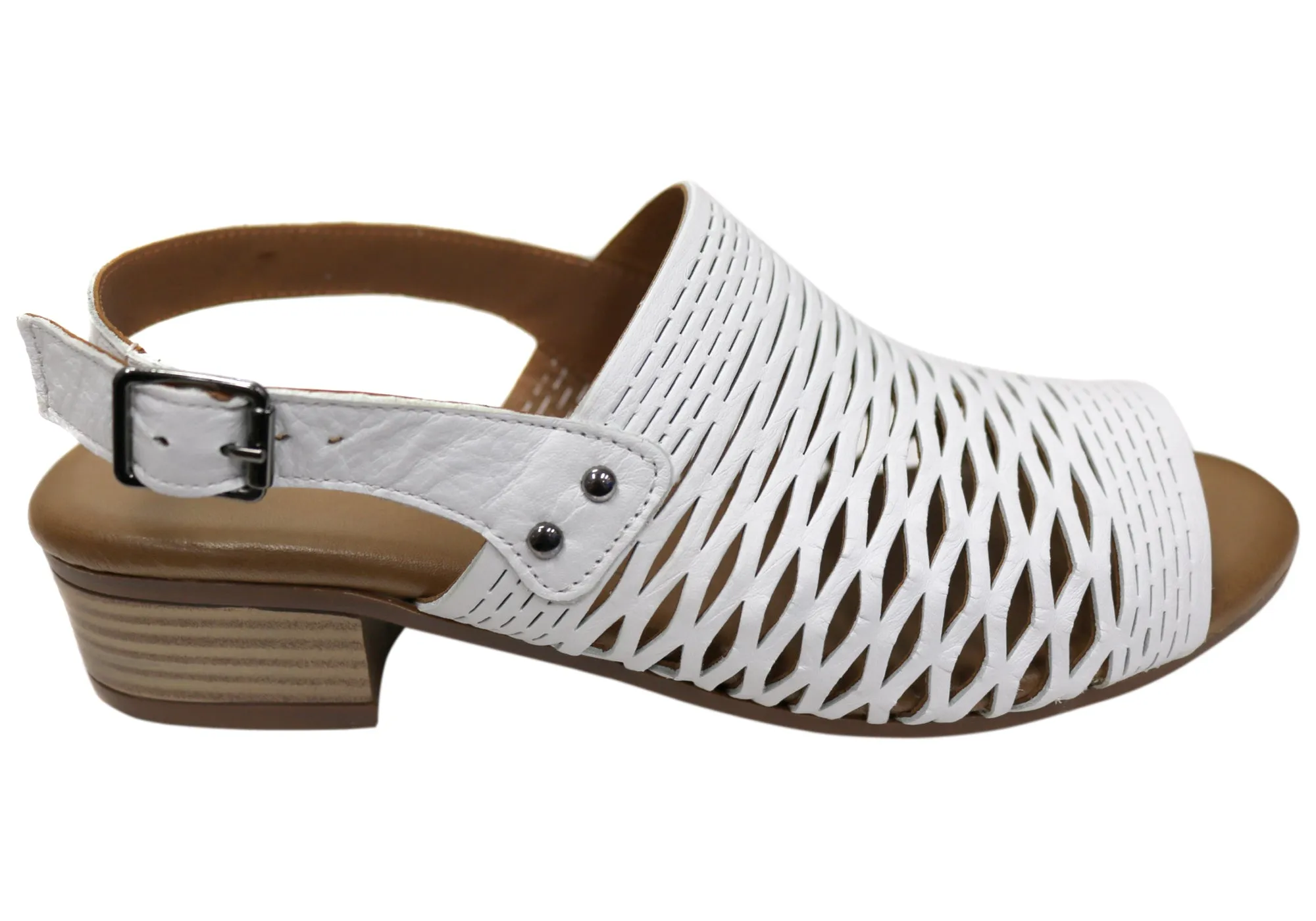 Elegant Slip-On Heels Orizonte Greta Womens European Leather Low Heel Comfortable Sandals