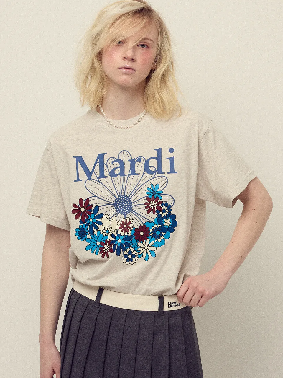 TSHIRT FLOWERMARDI JARDIN_OATMEAL BLUE Informal charm