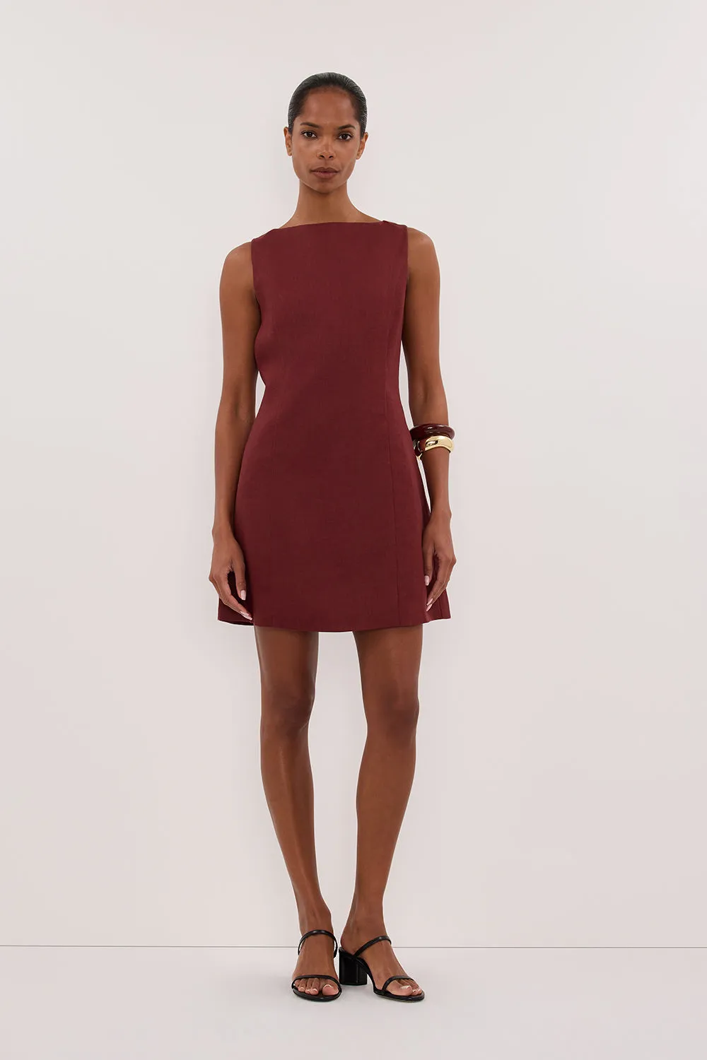 Lounge Texture Linen Vibe LACY SAHARA SLEEVELESS LINEN MINI DRESS