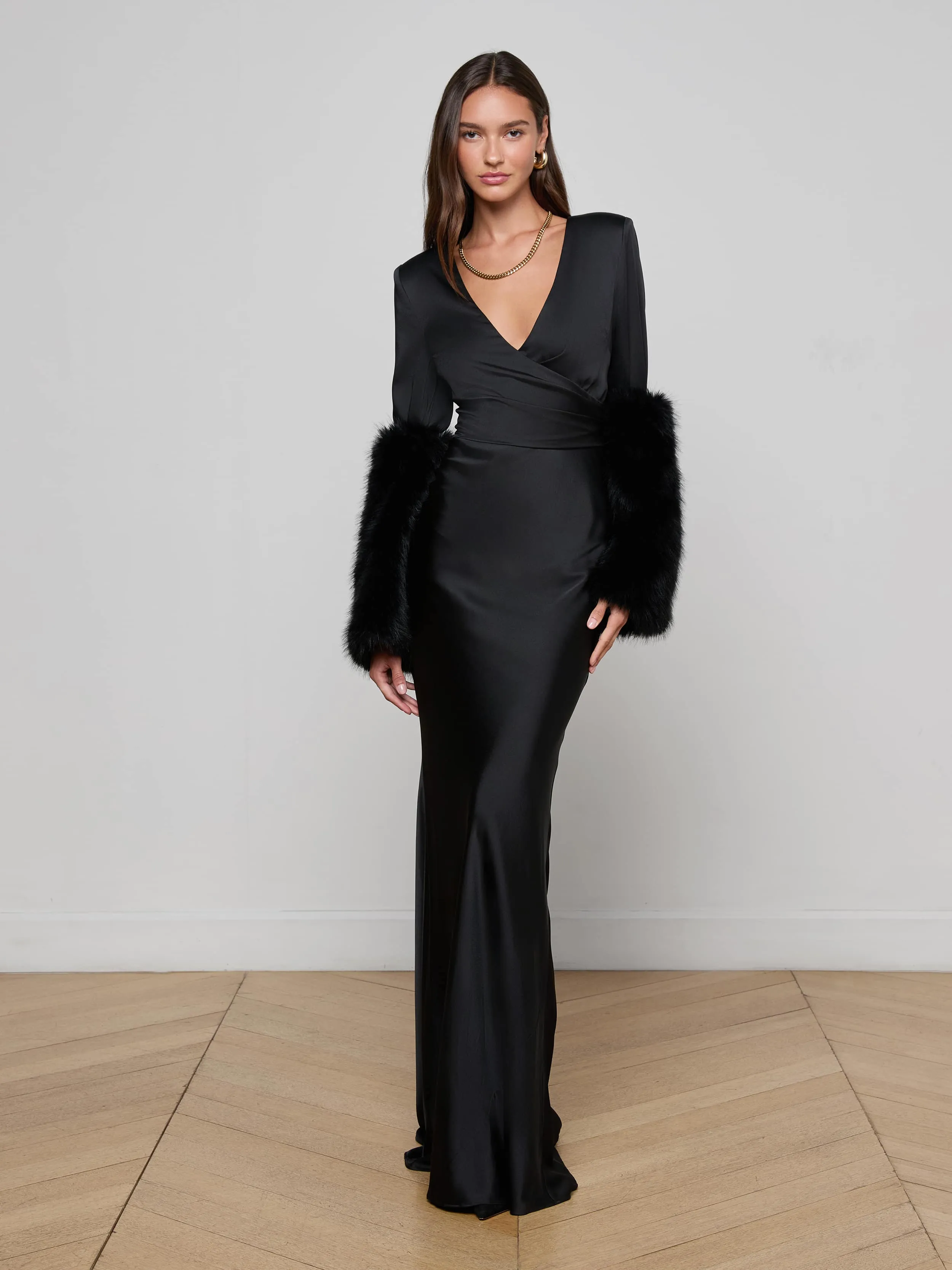Manon Gown with Faux Fur Smart Waistband Design