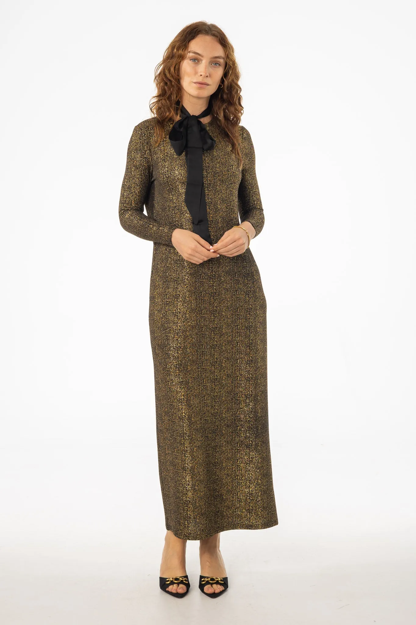 Gold Sparkle Maxi Dress Polished Design Polished Style