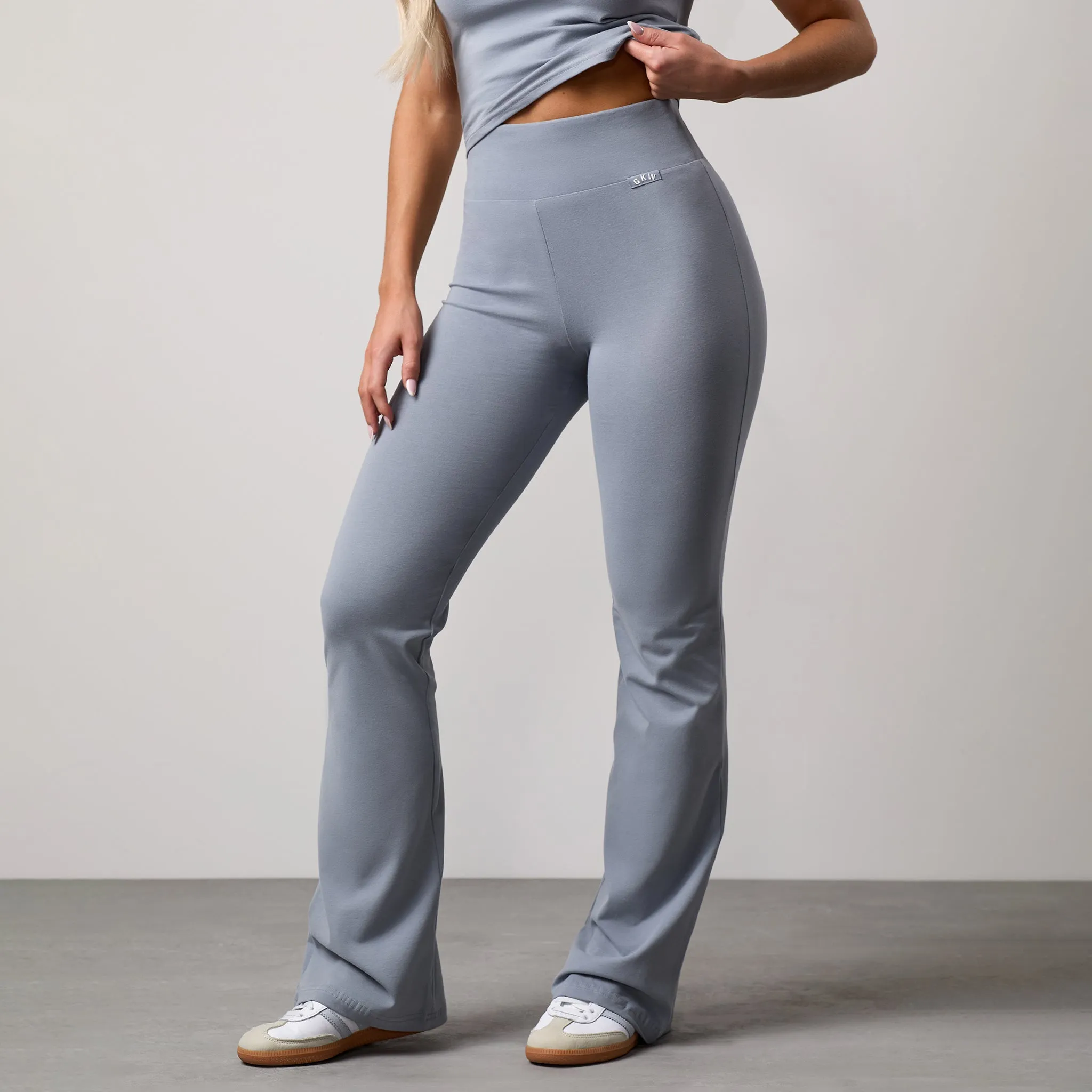 Gym King Plush Flared Trousers - Blue Mist Tall Fit Weekend Trip Timeless Design