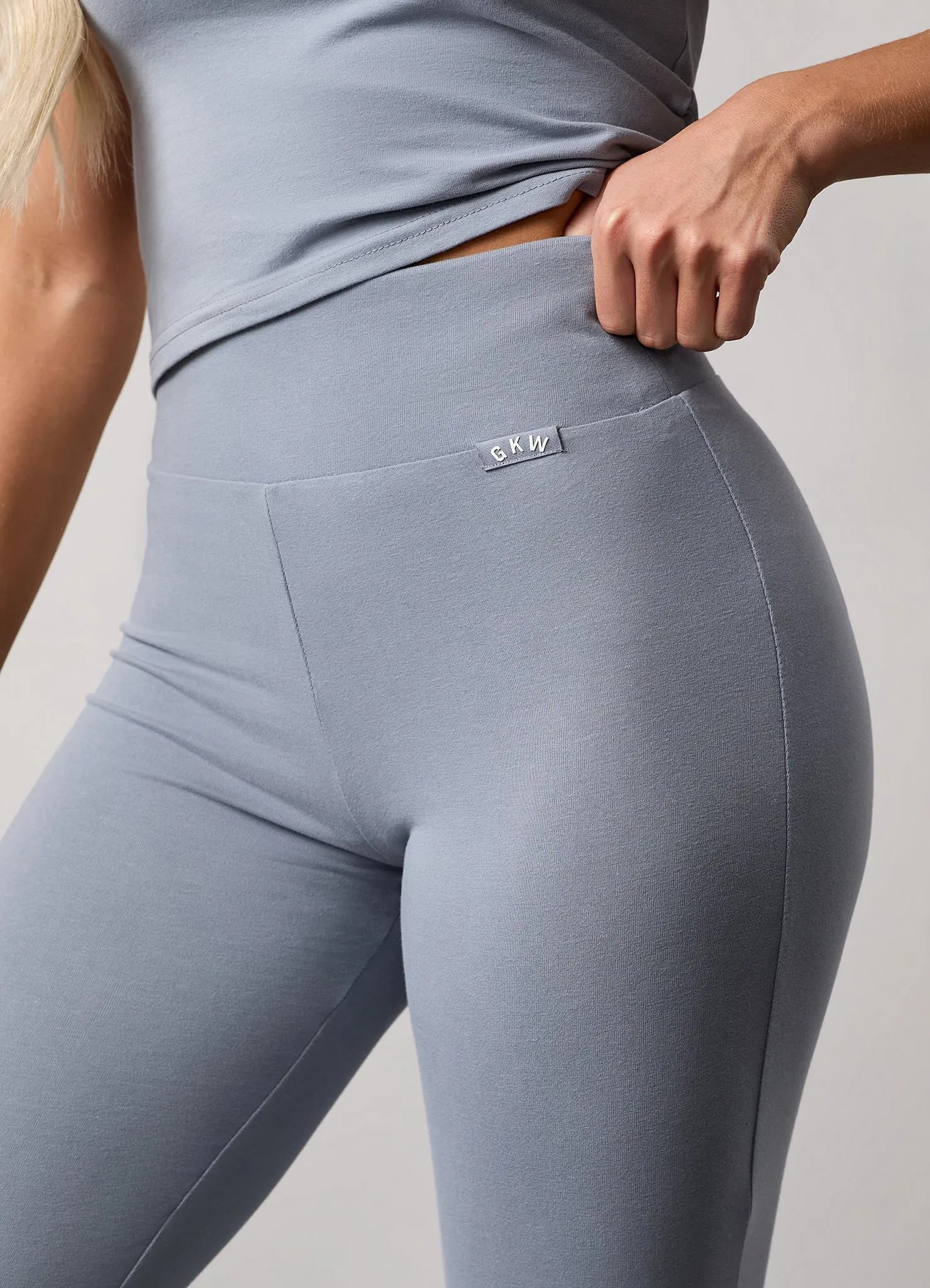 Gym King Plush Flared Trousers - Blue Mist Breathable Leggings Material Durable Stitch