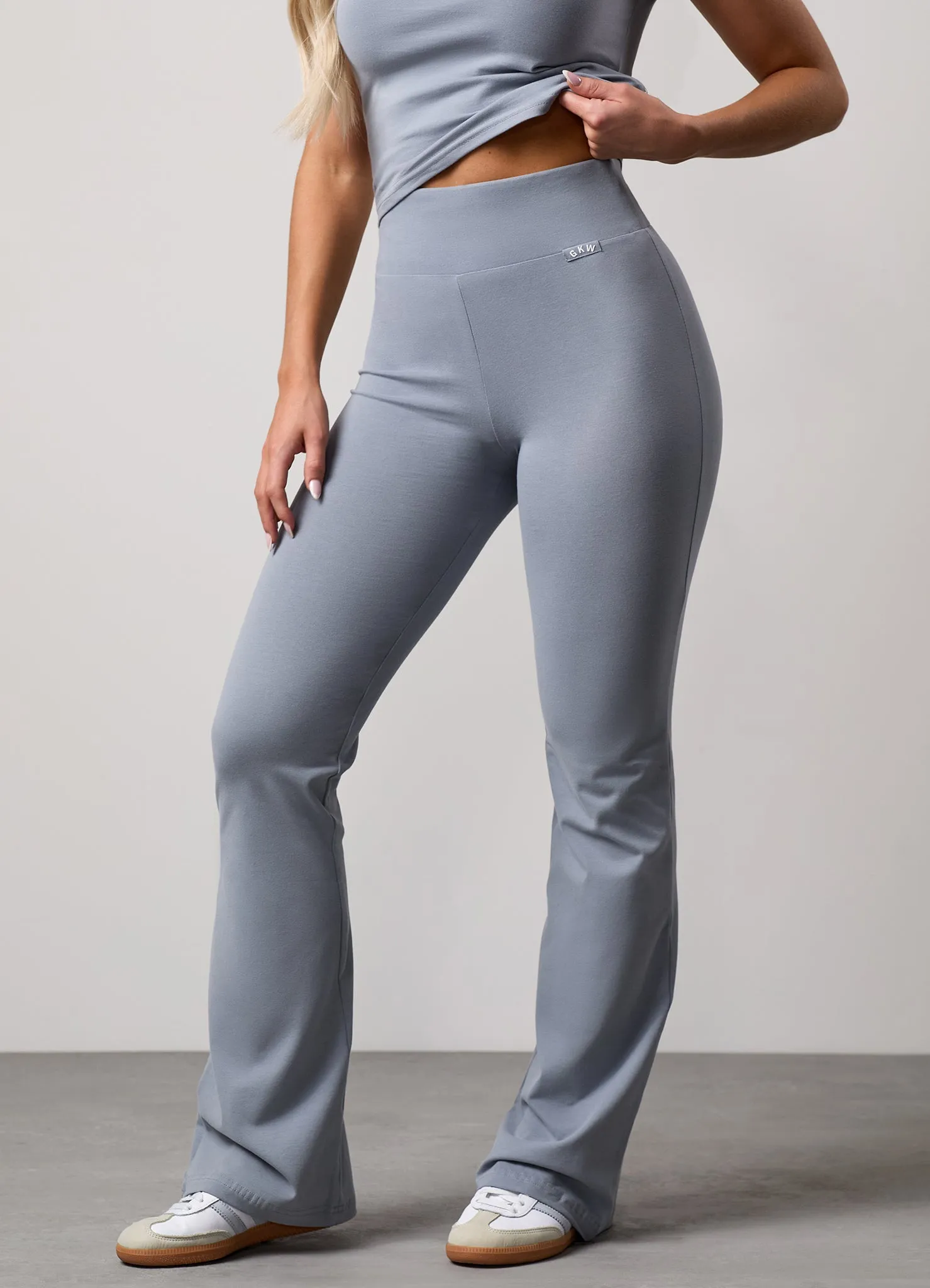 Gym King Plush Flared Trousers - Blue Mist Breathable and Soft