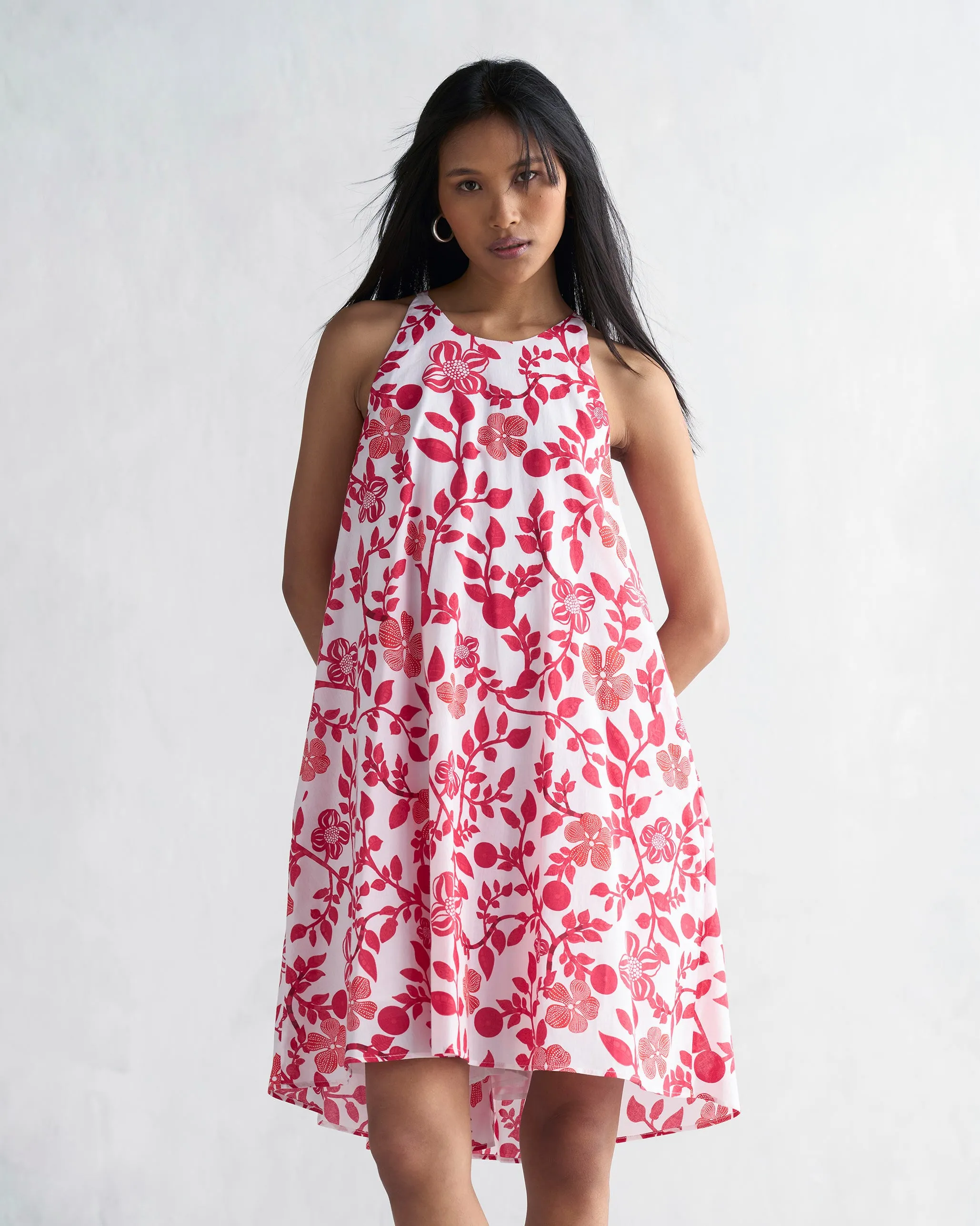 Delilah Dress - Red & White Clean Grace Delicate Finish