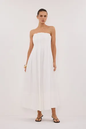 LILLY WHITE COTTON STRAPLESS MIDI DRESS Sweet Mood