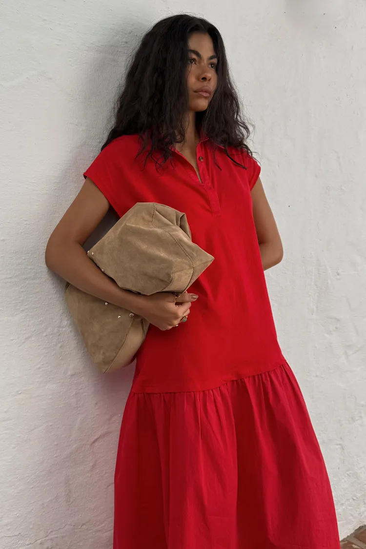 Red Darcy Dress Silky-Lining Front Detail