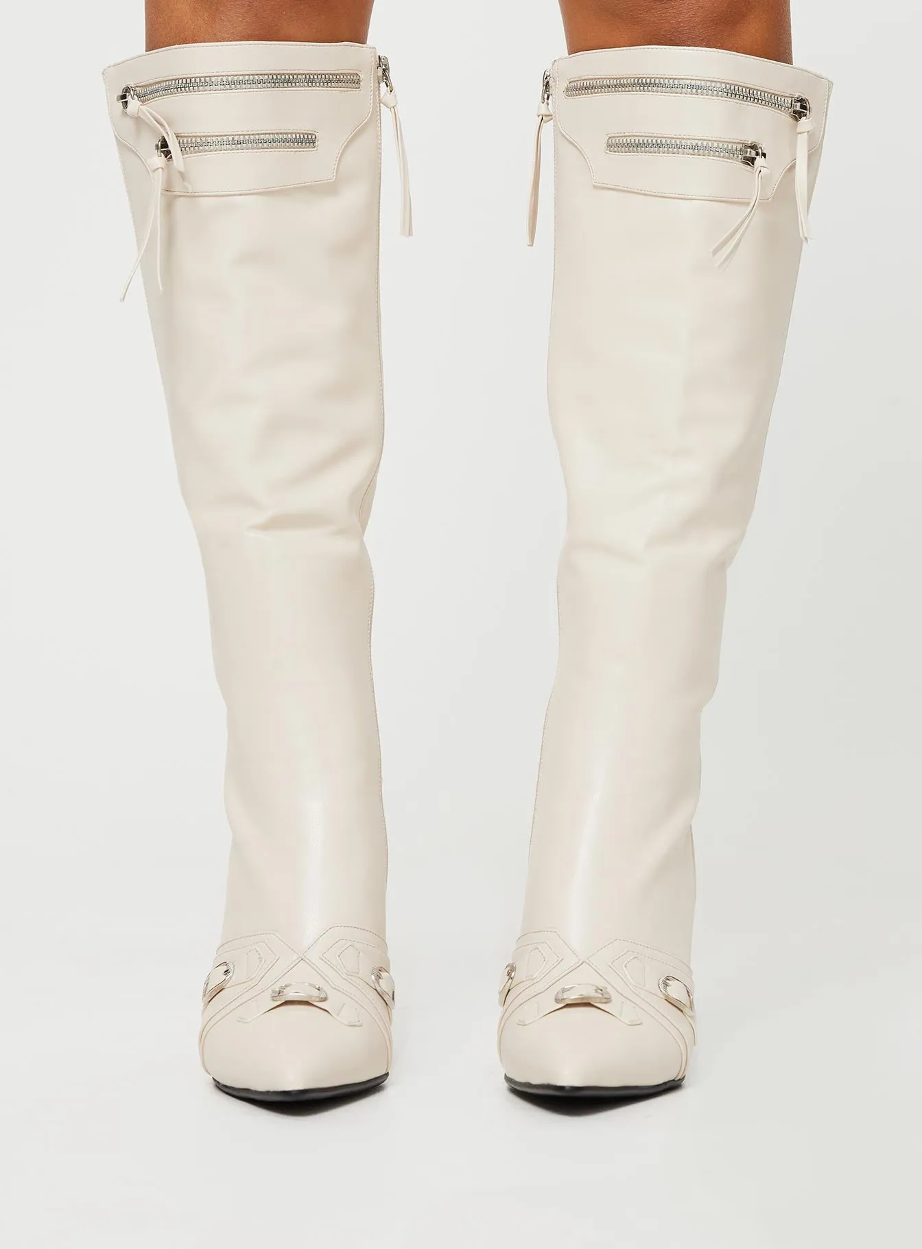 Quick Flex Ride Rugged Design Regal Knee High Boots Bone